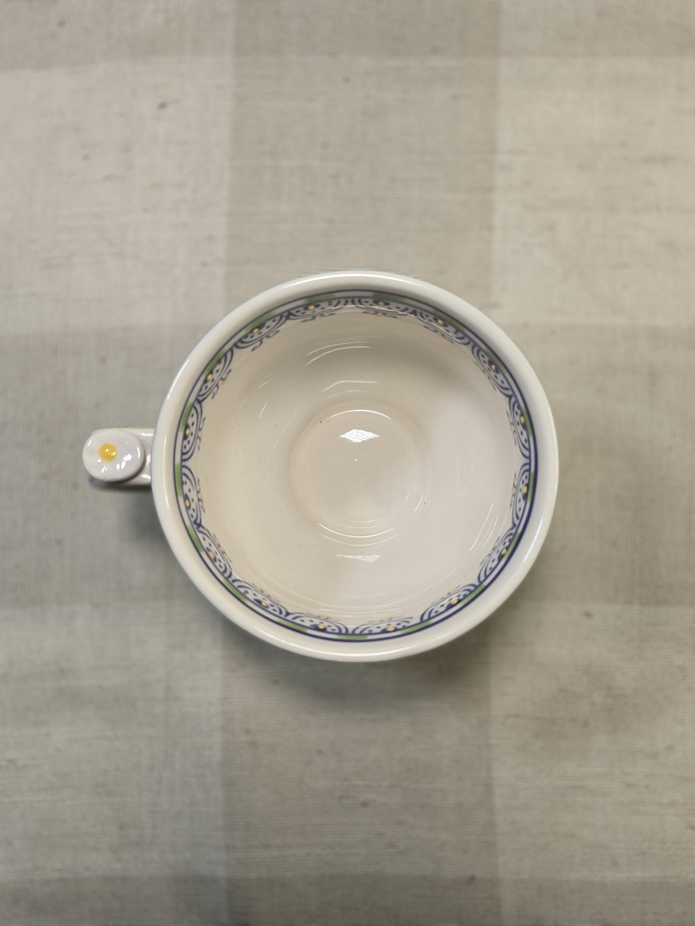 Anthropologie Green Blue Yellow Moriage Design Boho Footed 14oz Ceramic Mug Cup - Picture 8 of 8